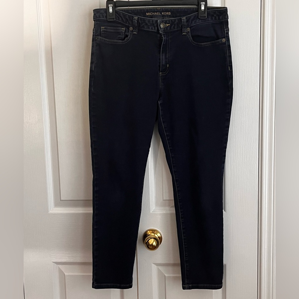 MICHAEL KORS WOMENS IZZY SKINNY CROPED JEANS, BLUE, size 8
